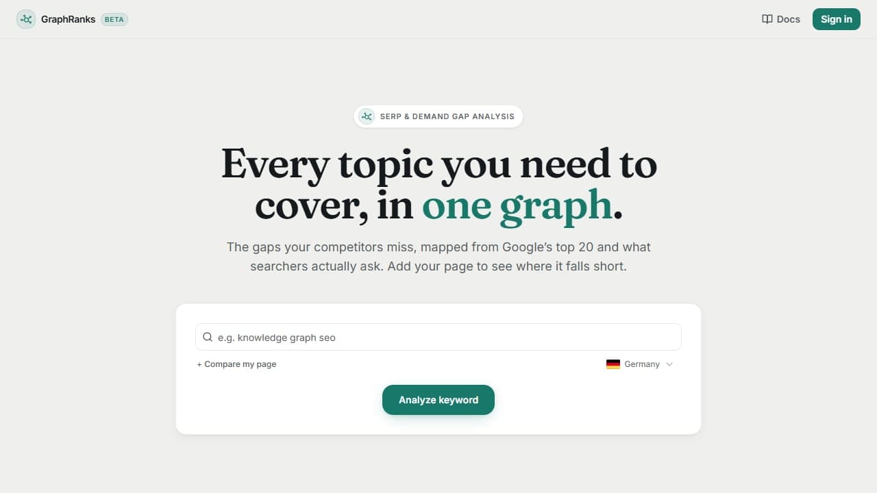 Screenshot von GraphRanks